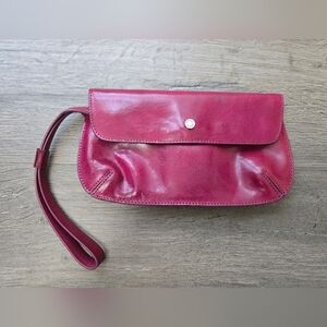 Monsac Clutch Wristlet Pink Leather  Preppy Girlhoodcore Classic Boho